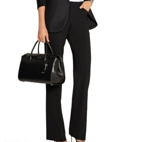Theory Wool Max C Broadway Stretch Black Dress Pants Boot Flare Career Trouser 6 - Picture 2 of 4